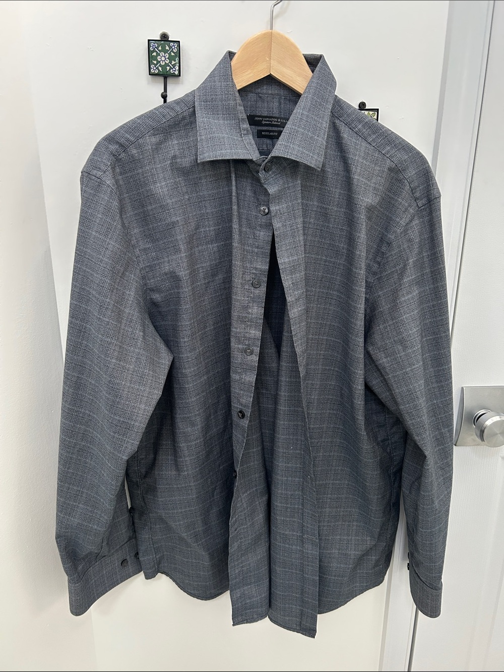 John Varvatos Gray Plaid Dress Shirt